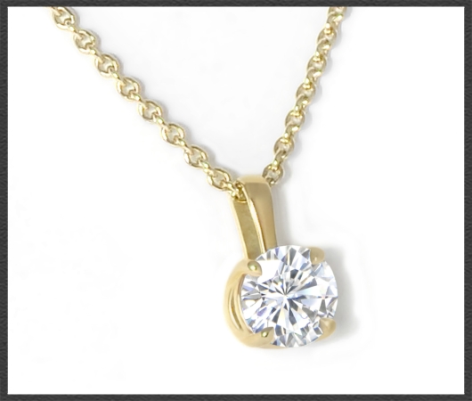 Diamant Collier mit 0,96ct Solitär Brillant, 585 Gold